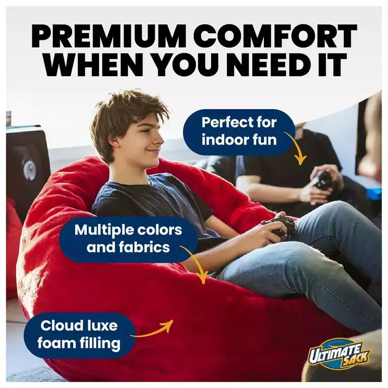 Fauteuil poire Ultimate Sack Lounger, canapé double confortable et surdimensionné pour l'intérieur, Cloud Fur