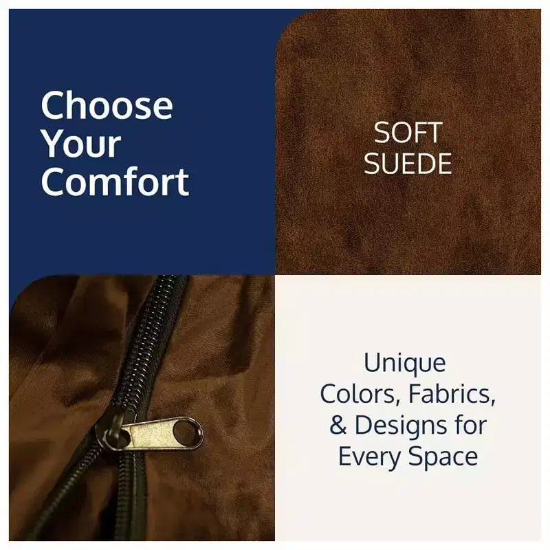 Pouf Ultimate Sack 3 pieds, grande chaise longue confortable d'intérieur, suède marron