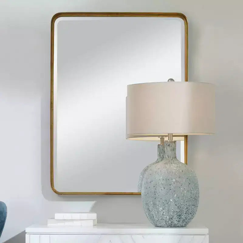 Miroir mural décoratif rectangulaire Uttermost, moderne, biseauté, cadre en fer doré vieilli, 30 po de large, pour salle de bain, chambre à coucher, salon