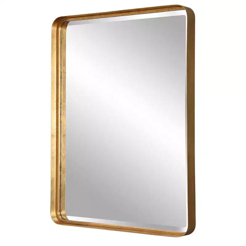 Miroir mural décoratif rectangulaire Uttermost, moderne, biseauté, cadre en fer doré vieilli, 30 po de large, pour salle de bain, chambre à coucher, salon