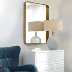 Miroir mural décoratif rectangulaire Uttermost, moderne, biseauté, cadre en fer doré vieilli, 30 po de large, pour salle de bain, chambre à coucher, salon