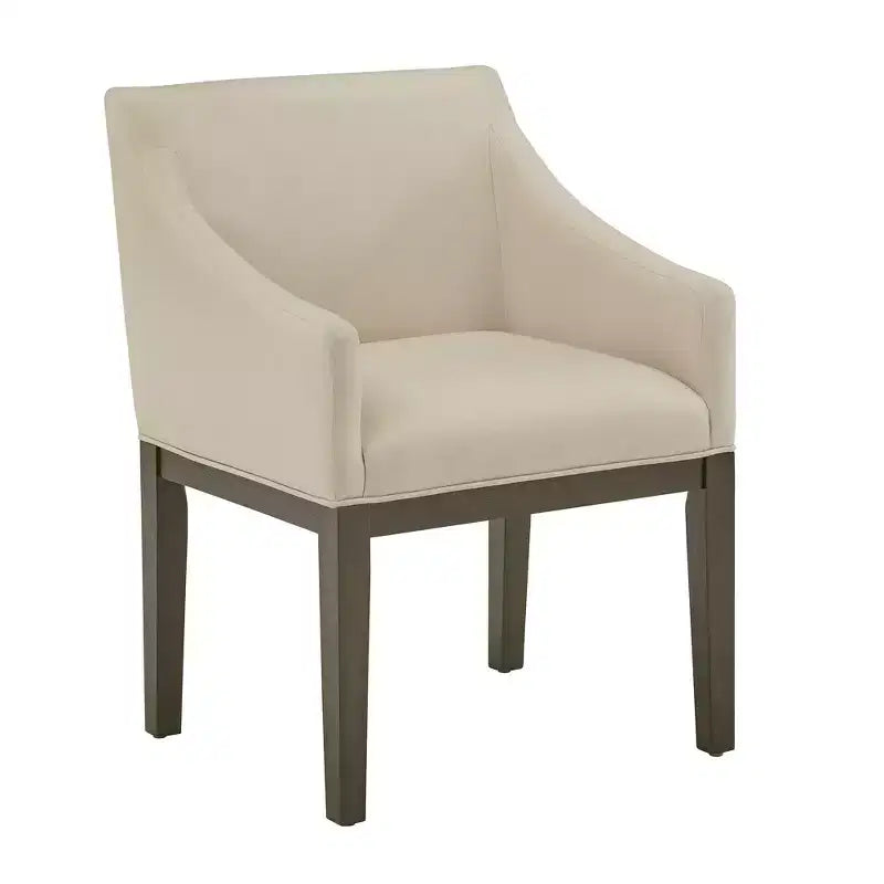 Chaise de salle à manger Bodo avec accoudoirs inclinés en tissu et finition gris patiné (Lot de 2) - Gris patiné/Beige - iNSPIREQ