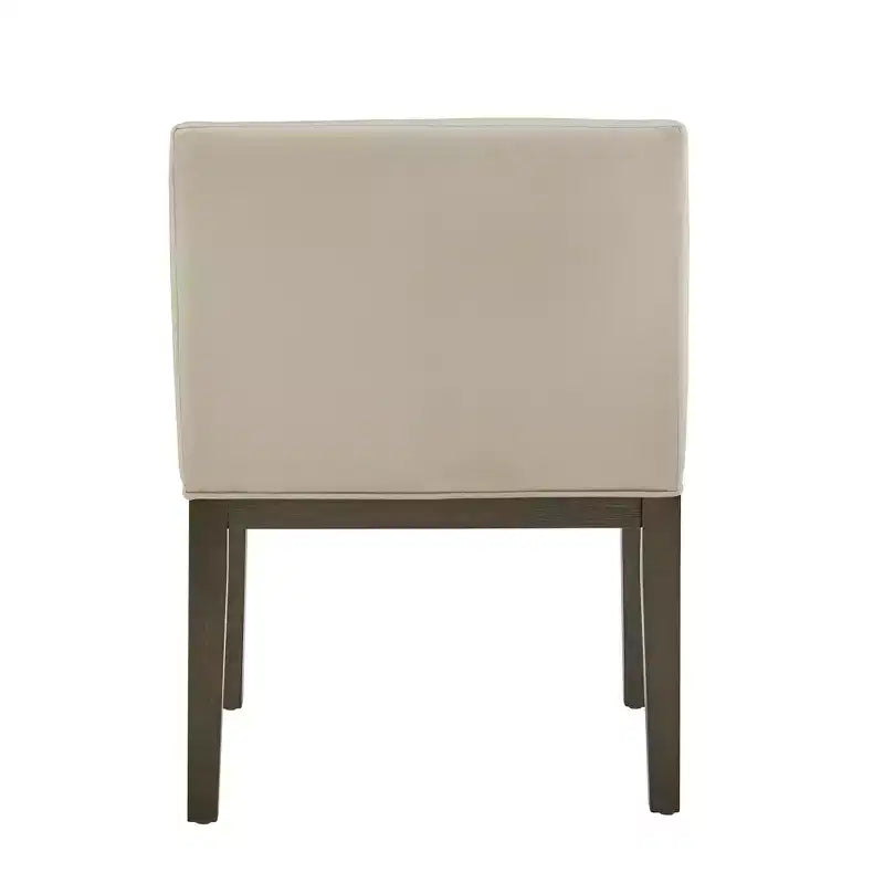 Chaise de salle à manger Bodo avec accoudoirs inclinés en tissu et finition gris patiné (Lot de 2) - Gris patiné/Beige - iNSPIREQ