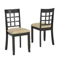 Kensington Black Wood Beige Microfiber Window Back Dining Chairs (Set of 2) - Black/Beige - iNSPIREQ