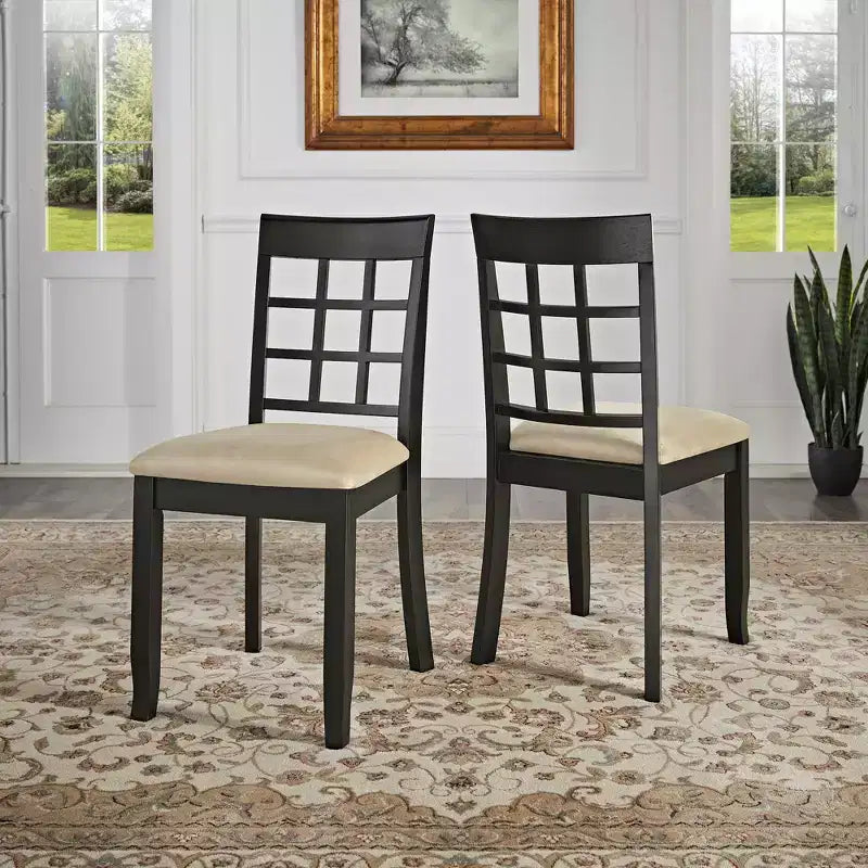 Chaises de salle à manger Kensington en bois noir et microfibre beige (lot de 2) - Noir/Beige - iNSPIREQ