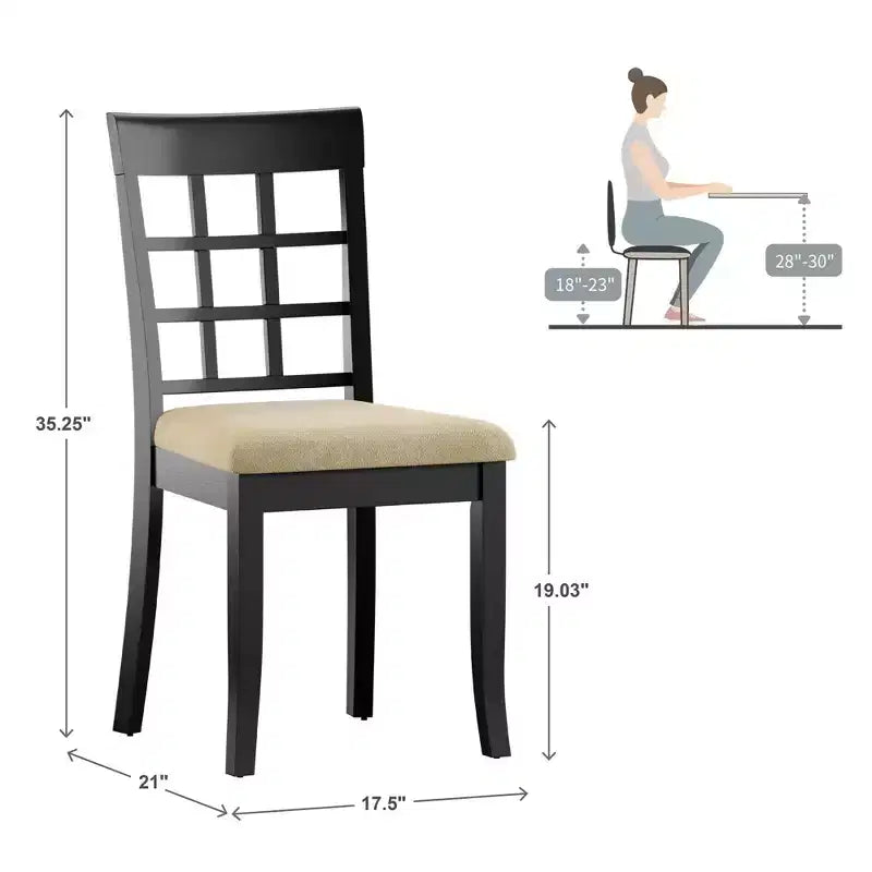 Chaises de salle à manger Kensington en bois noir et microfibre beige (lot de 2) - Noir/Beige - iNSPIREQ