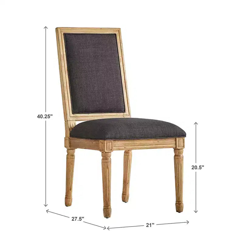 Chaises de salle à manger rectangulaires Aramis en lin et bois (lot de 2) - iNSPIREQ