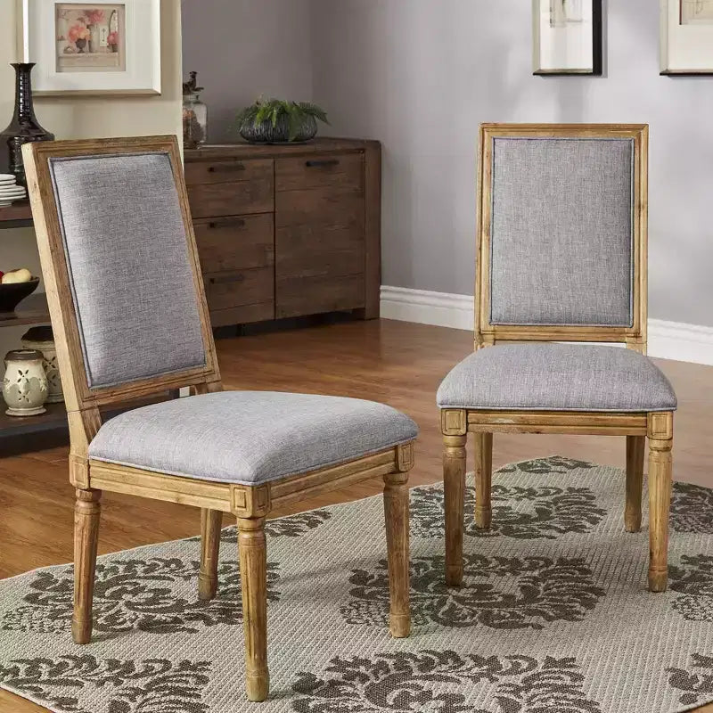 Chaises de salle à manger rectangulaires Aramis en lin et bois (lot de 2) - iNSPIREQ