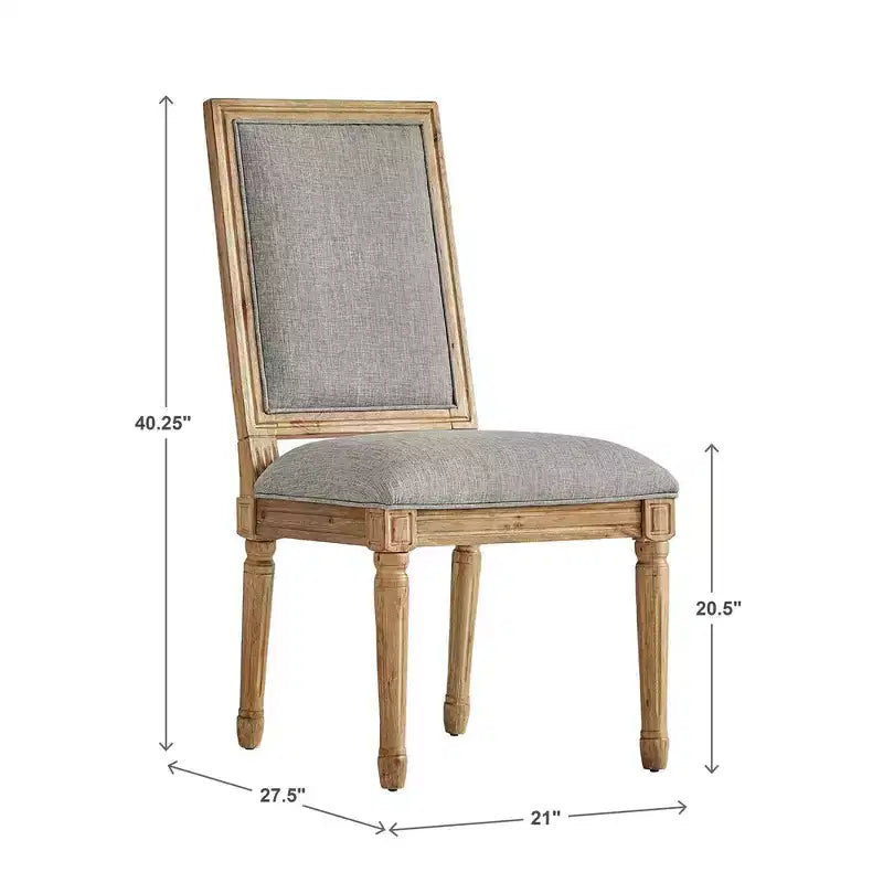 Chaises de salle à manger rectangulaires Aramis en lin et bois (lot de 2) - iNSPIREQ