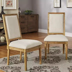 Chaises de salle à manger rectangulaires Aramis en lin et bois (lot de 2) - iNSPIREQ