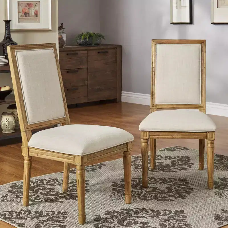Chaises de salle à manger rectangulaires Aramis en lin et bois (lot de 2) - iNSPIREQ