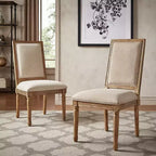 Chaises de salle à manger rectangulaires Aramis en lin et bois (lot de 2) - iNSPIREQ