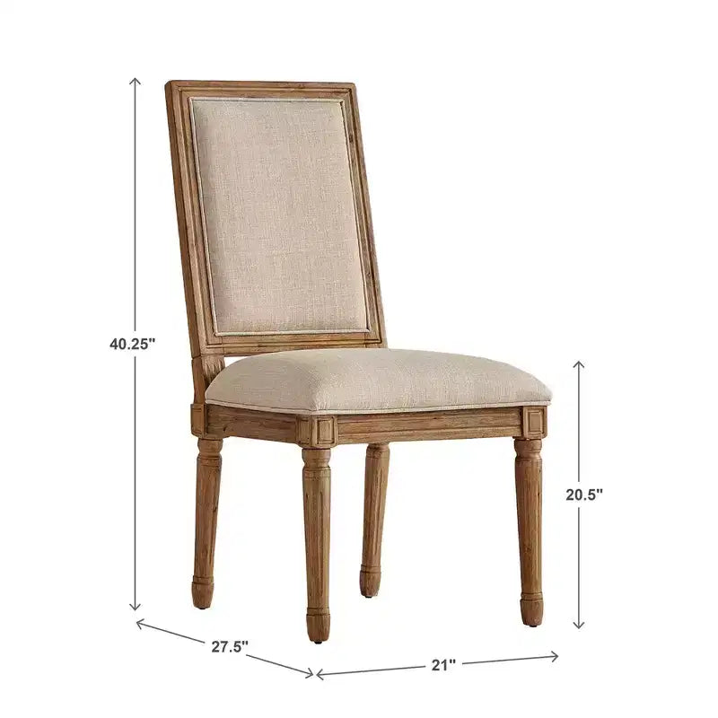 Chaises de salle à manger rectangulaires Aramis en lin et bois (lot de 2) - iNSPIREQ