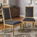 Chaises de salle à manger rectangulaires Aramis en lin et bois (lot de 2) - iNSPIREQ