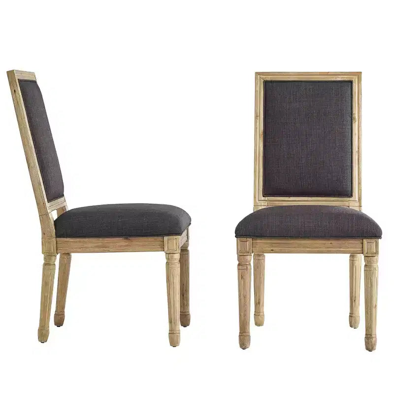 Chaises de salle à manger rectangulaires Aramis en lin et bois (lot de 2) - iNSPIREQ