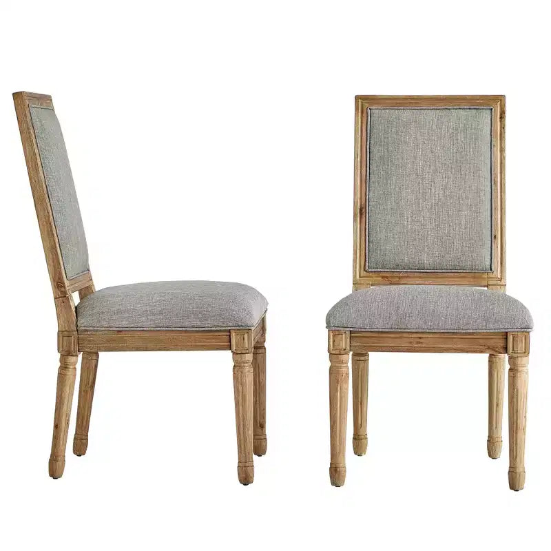 Chaises de salle à manger rectangulaires Aramis en lin et bois (lot de 2) - iNSPIREQ