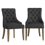 Chaises de salle à manger incurvées capitonnées en lin Zurich (lot de 2) - iNSPIREQ