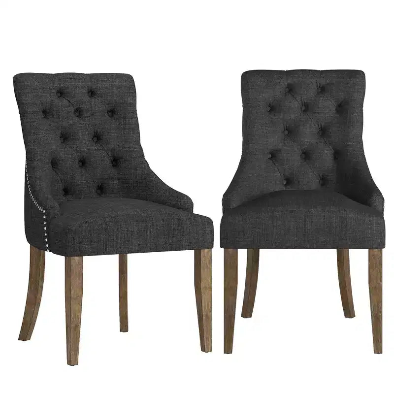 Chaises de salle à manger incurvées capitonnées en lin Zurich (lot de 2) - iNSPIREQ