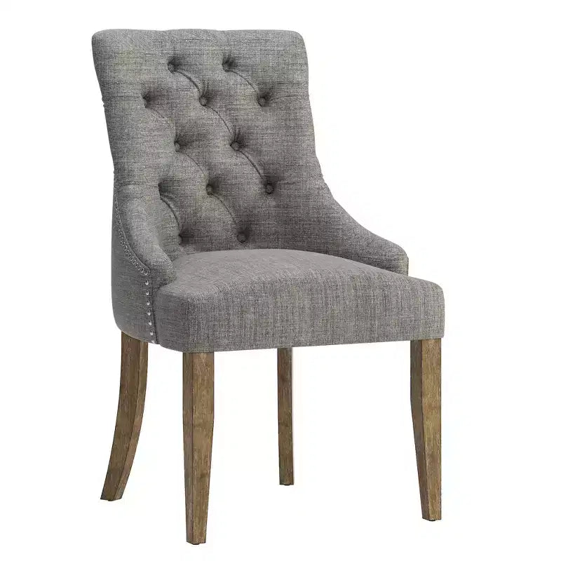 Chaises de salle à manger incurvées capitonnées en lin Zurich (lot de 2) - iNSPIREQ