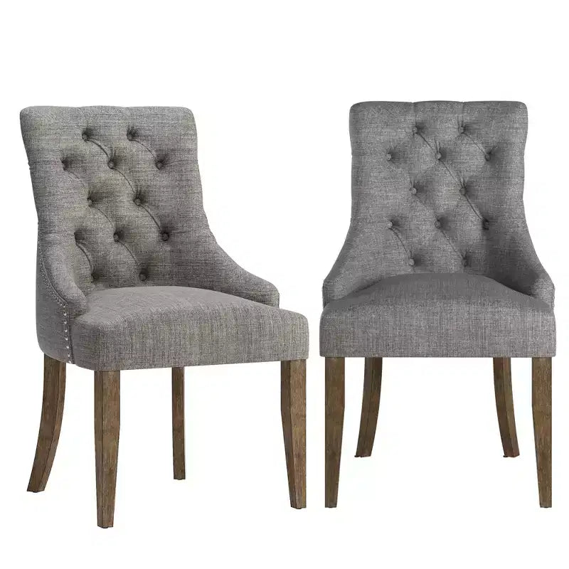 Chaises de salle à manger incurvées capitonnées en lin Zurich (lot de 2) - iNSPIREQ