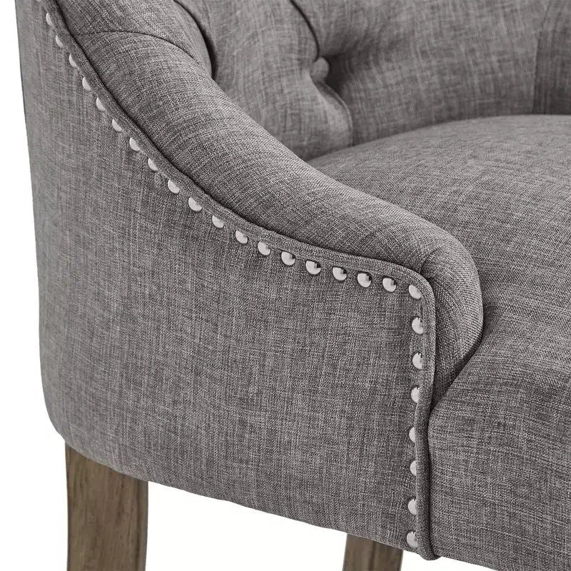Chaises de salle à manger incurvées capitonnées en lin Zurich (lot de 2) - iNSPIREQ