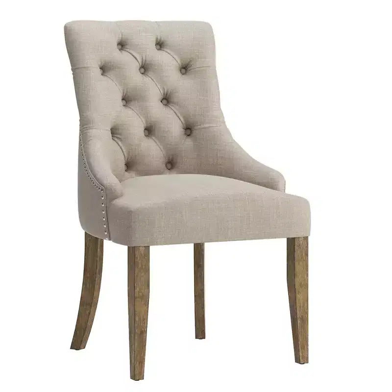 Chaises de salle à manger incurvées capitonnées en lin Zurich (lot de 2) - iNSPIREQ