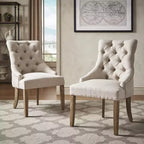 Chaises de salle à manger incurvées capitonnées en lin Zurich (lot de 2) - iNSPIREQ