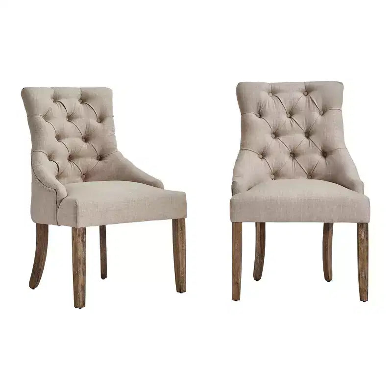 Chaises de salle à manger incurvées capitonnées en lin Zurich (lot de 2) - iNSPIREQ