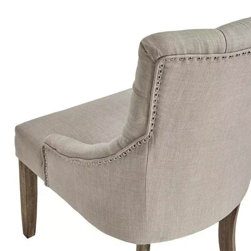 Chaises de salle à manger incurvées capitonnées en lin Zurich (lot de 2) - iNSPIREQ