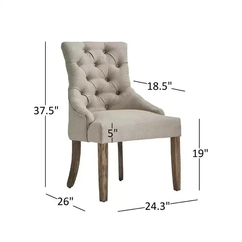 Chaises de salle à manger incurvées capitonnées en lin Zurich (lot de 2) - iNSPIREQ