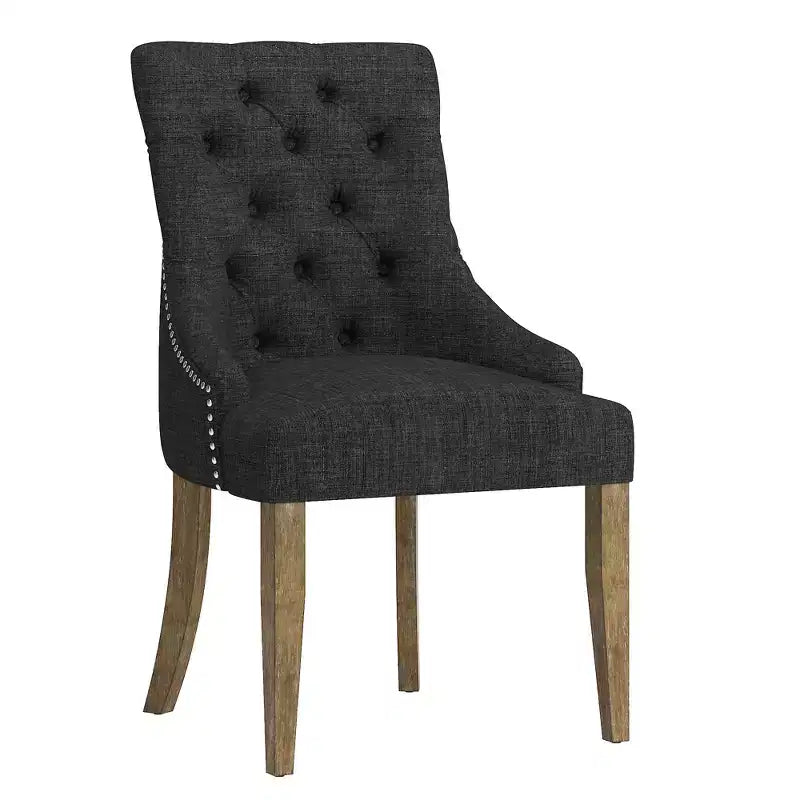 Chaises de salle à manger incurvées capitonnées en lin Zurich (lot de 2) - iNSPIREQ