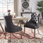 Chaises de salle à manger incurvées capitonnées en lin Zurich (lot de 2) - iNSPIREQ