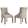 Zurich Linen Button Tufted Curved Back Dining Chairs (Set of 2) - iNSPIREQ