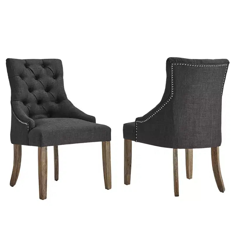Chaises de salle à manger incurvées capitonnées en lin Zurich (lot de 2) - iNSPIREQ