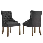 Chaises de salle à manger incurvées capitonnées en lin Zurich (lot de 2) - iNSPIREQ