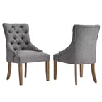 Chaises de salle à manger incurvées capitonnées en lin Zurich (lot de 2) - iNSPIREQ
