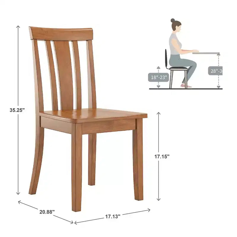 Chaises de salle à manger Lexington Slat Back en bois (lot de 2) - iNSPIREQ
