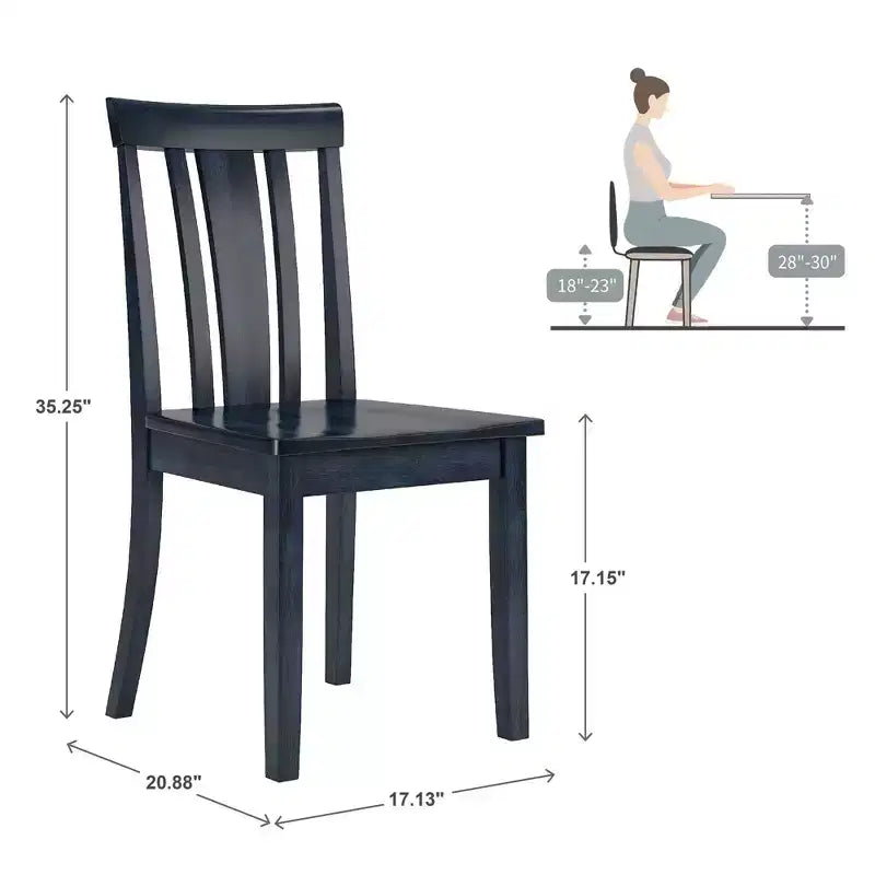 Chaises de salle à manger Lexington Slat Back en bois (lot de 2) - iNSPIREQ