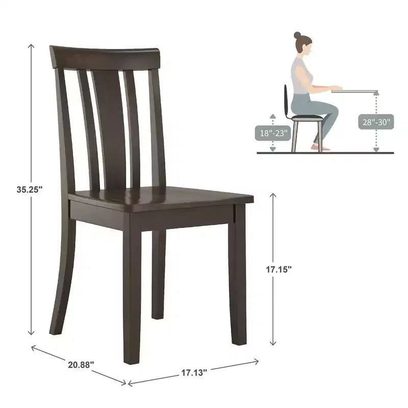 Chaises de salle à manger Lexington Slat Back en bois (lot de 2) - iNSPIREQ