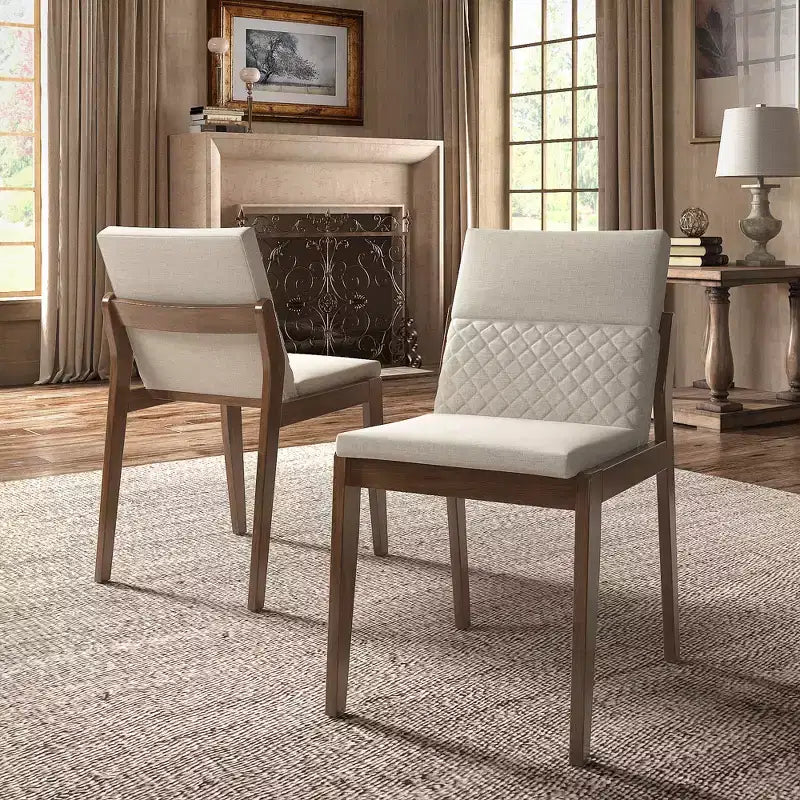 Chaises de salle à manger Kivik en lin beige et bois (lot de 2) - iNSPIREQ