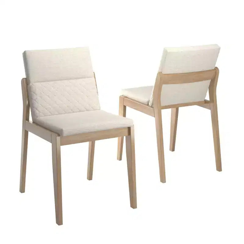Chaises de salle à manger Kivik en lin beige et bois (lot de 2) - iNSPIREQ
