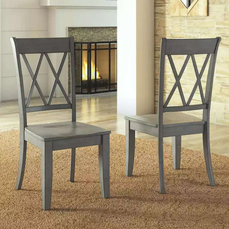 Chaises de salle à manger en bois South Hill Double X Back (lot de 2) - iNSPIREQ