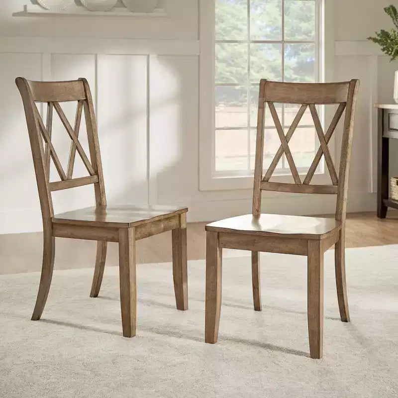 Chaises de salle à manger en bois South Hill Double X Back (lot de 2) - iNSPIREQ