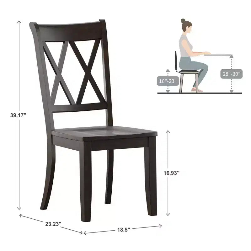 Chaises de salle à manger en bois South Hill Double X Back (lot de 2) - iNSPIREQ