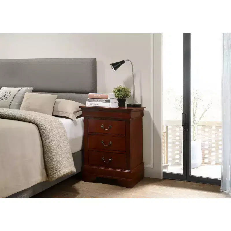 HomeStock Rectangle Wood Nighstand For Living Room and Bedroom