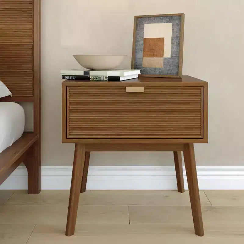 Table de chevet Linea Tambour 1 tiroir avec poignée en laiton