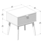 Table de chevet Linea Tambour 1 tiroir avec poignée en laiton