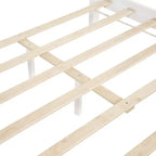 Lit moderne en bois Luxystar avec tête de lit haute, pied de lit, 2 tiroirs de rangement et lumières