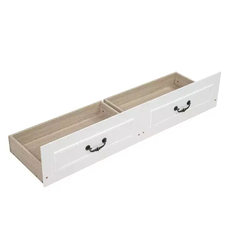 Lit moderne en bois Luxystar avec tête de lit haute, pied de lit, 2 tiroirs de rangement et lumières