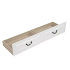 Lit moderne en bois Luxystar avec tête de lit haute, pied de lit, 2 tiroirs de rangement et lumières